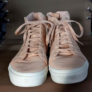 Vans Sk8 - Hi Riessue Zip DX Pink leather skate women's 9.5, mens 8.